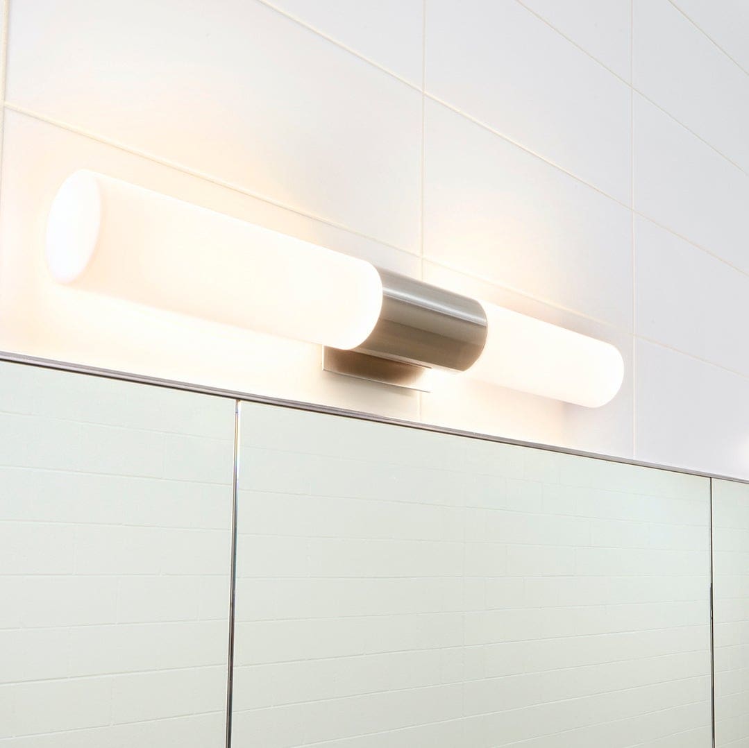 Oxygen Lighting 3-590-35 Vanity Light Fixture, UL Damp Rated, Satin Nickel - White Opal Glass Diffuser