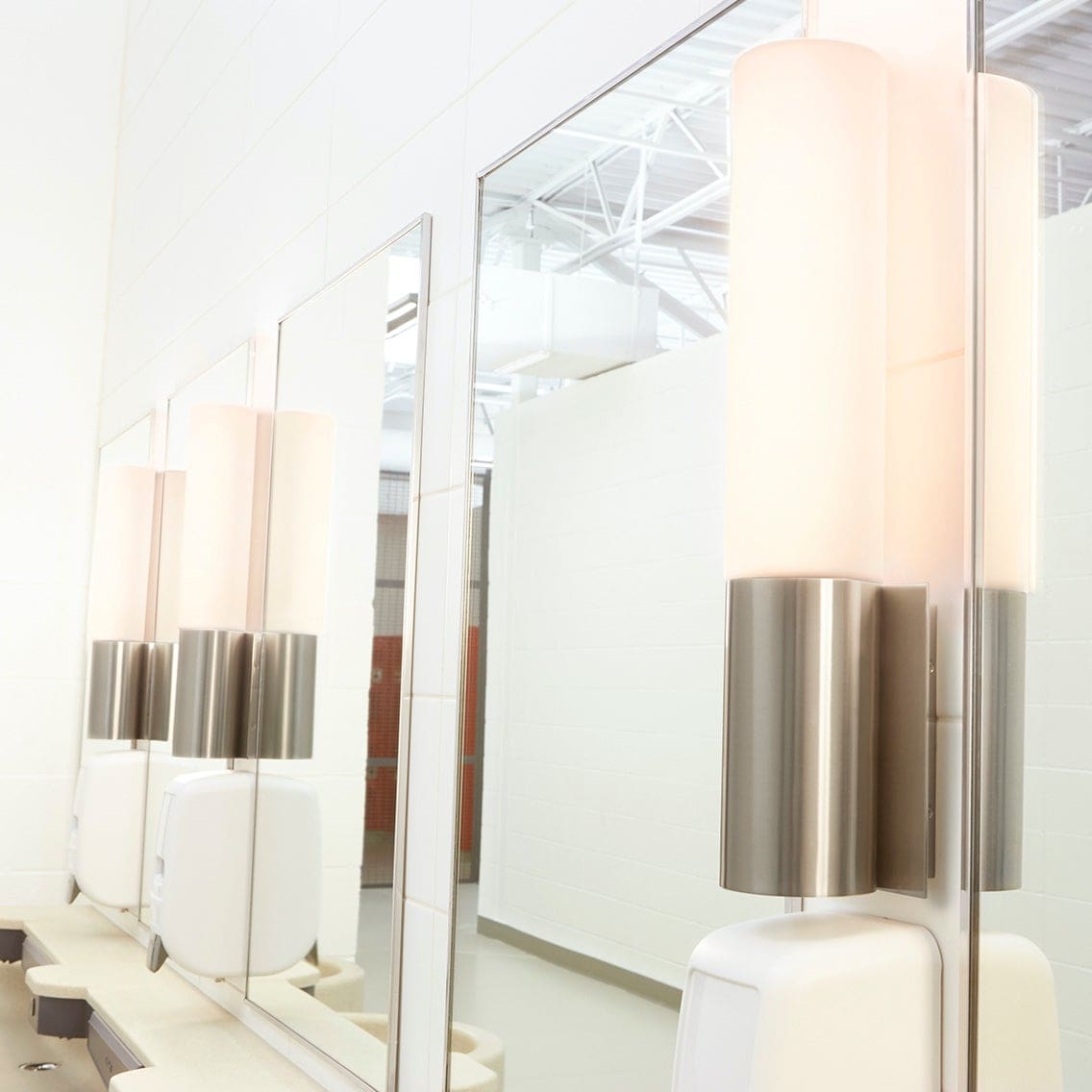 Oxygen Lighting 3-590-35 Vanity Light Fixture, UL Damp Rated, Satin Nickel - White Opal Glass Diffuser