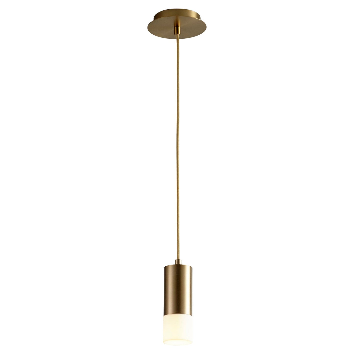 Oxygen Lighting 3-607-27 Pendant Light, UL Damp Rated, Aged Brass - Matte White Acrylic Diffuser