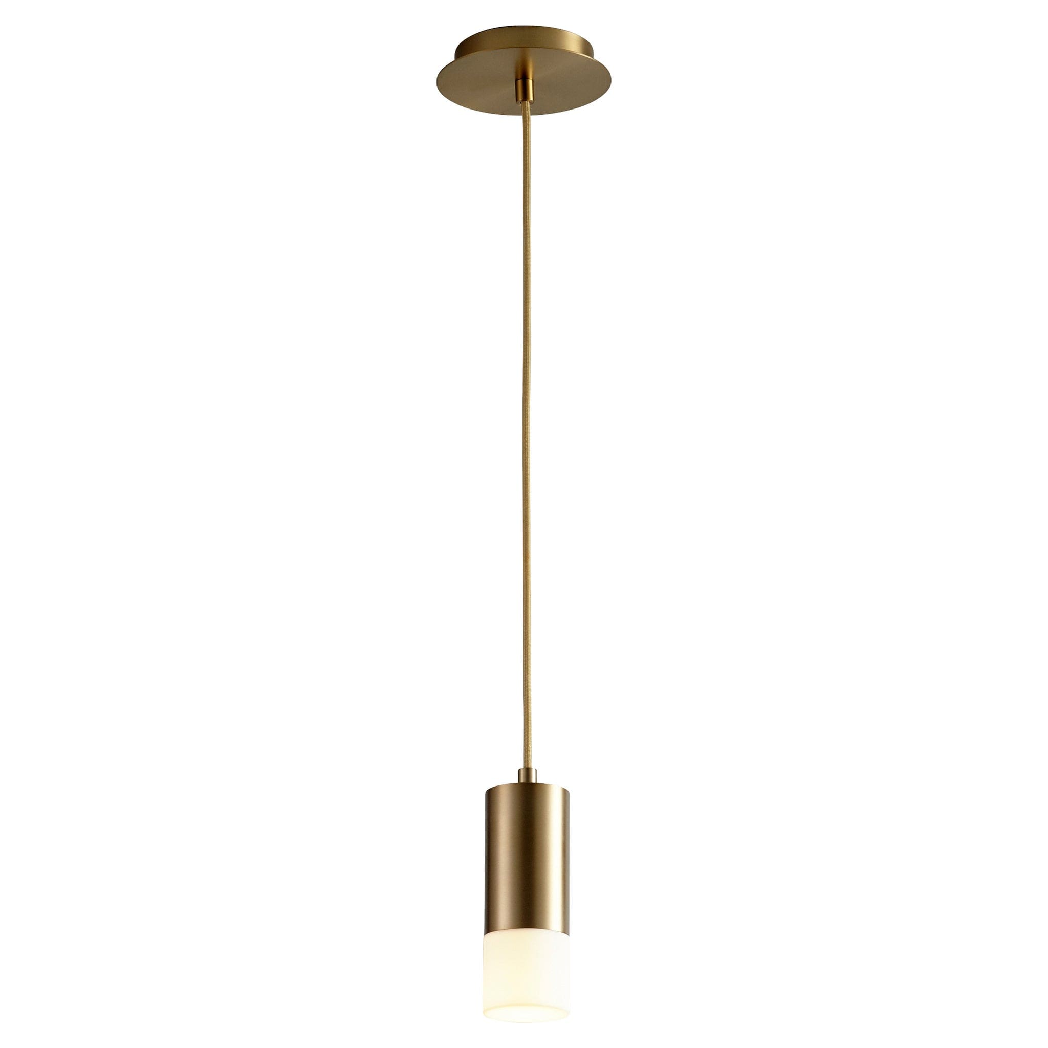 Oxygen Lighting 3-607-35 Pendant Light Fixture, UL Damp Rated, Aged Brass - Matte White Acrylic Diffuser