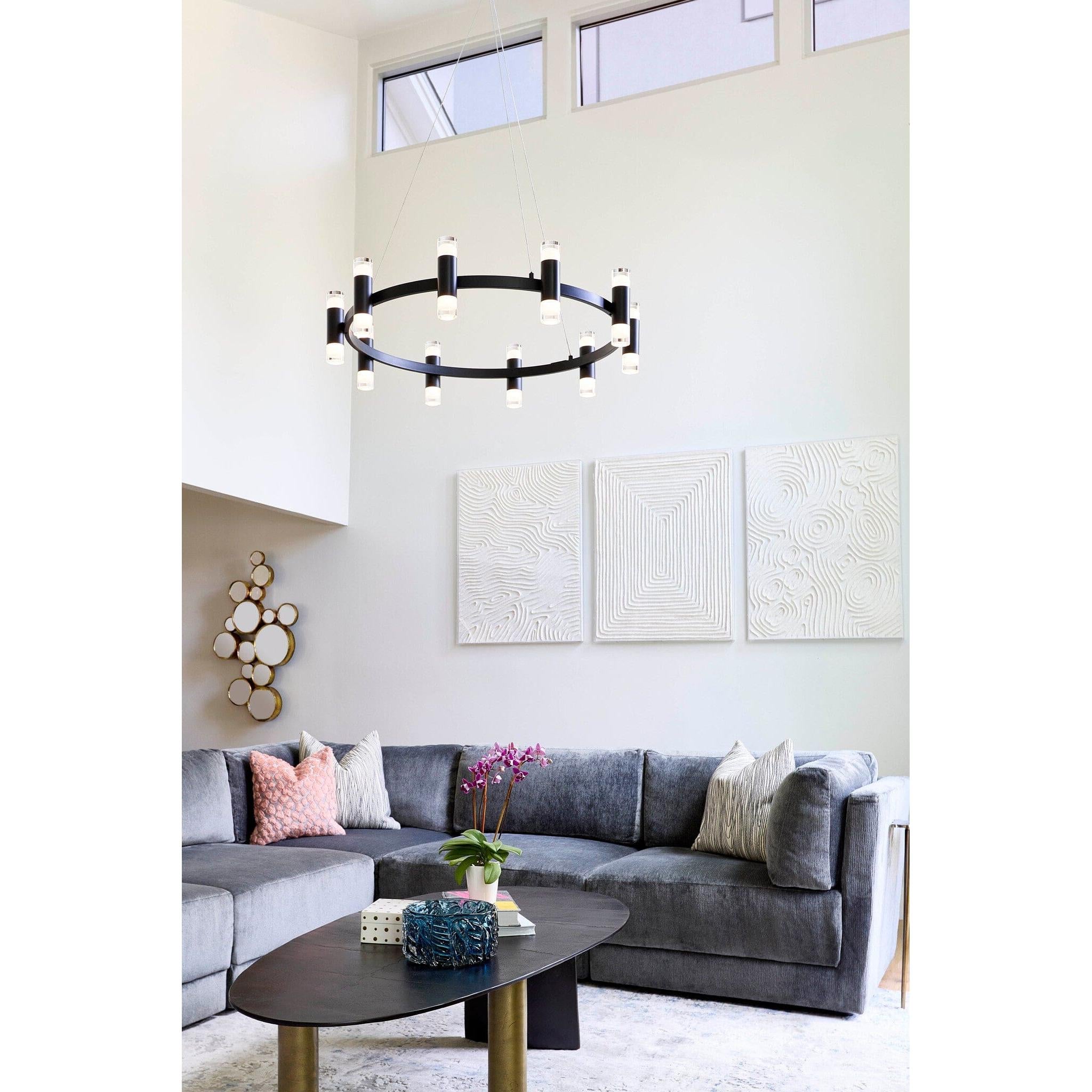 Oxygen ALARUM 3-6095-15 20 Light Ring LED Chandelier Light Modern - Black