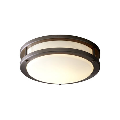 Oxygen Lighting 3-618-40 Ceiling Mount Light Fixture, UL Damp Rated, Aged Brass - Matte White Acrylic Diffuser
