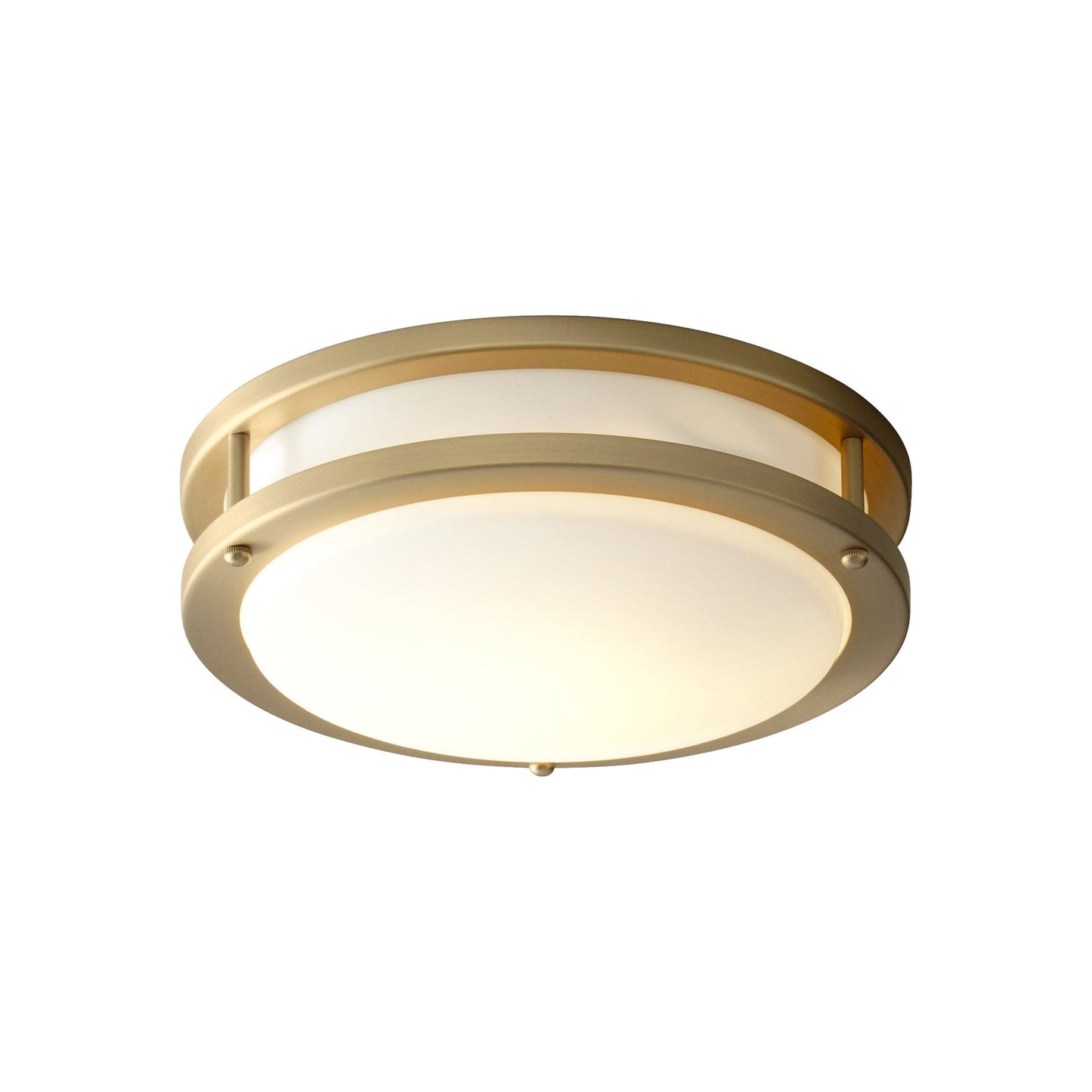 Oxygen Lighting 3-618-40 Ceiling Mount Light Fixture, UL Damp Rated, Aged Brass - Matte White Acrylic Diffuser