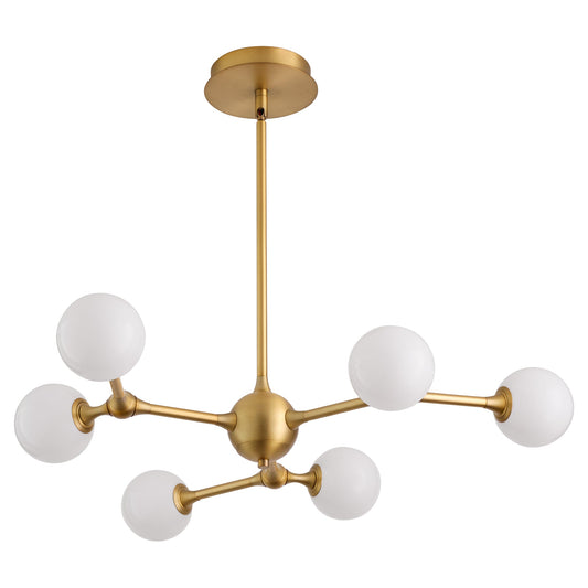 Oxygen Lighting Orbe 3-646-56 Chandelier, UL Damp Rated, Brushed Brass