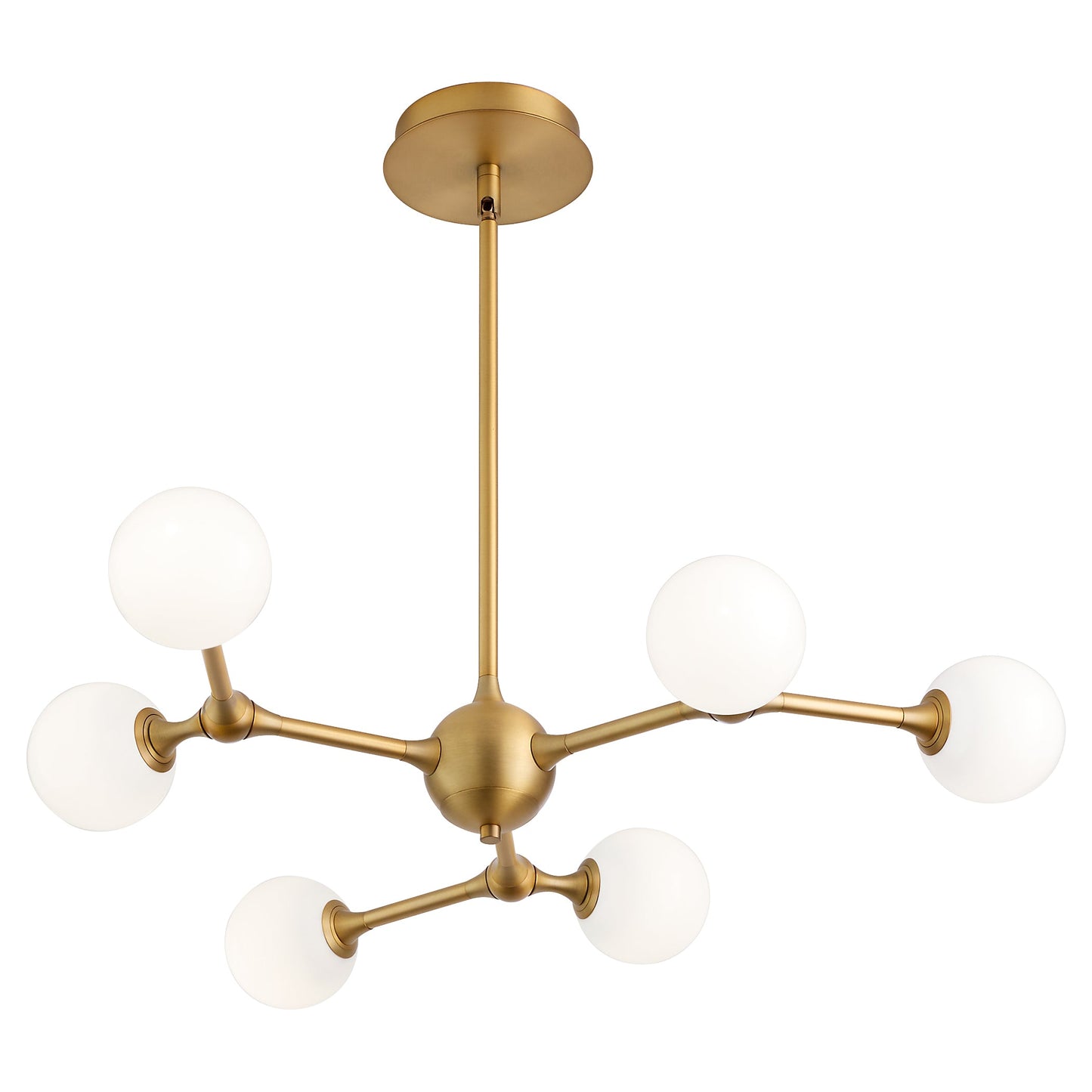 Oxygen Lighting Orbe 3-646-56 Chandelier, UL Damp Rated, Brushed Brass