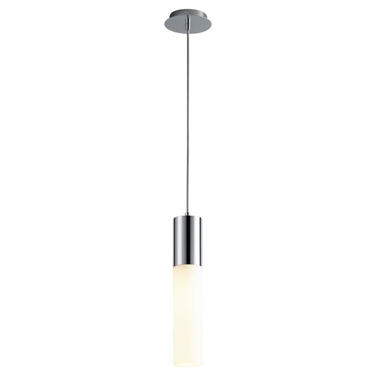 Oxygen Lighting 3-653-27 Pendant Light Fixture, UL Damp Rated, Polished Chrome - White Opal Glass