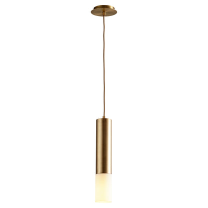 Oxygen Lighting 3-654-27 Pendant Light Fixture, UL Damp Rated, Aged Brass - Matte White Acrylic Diffuser