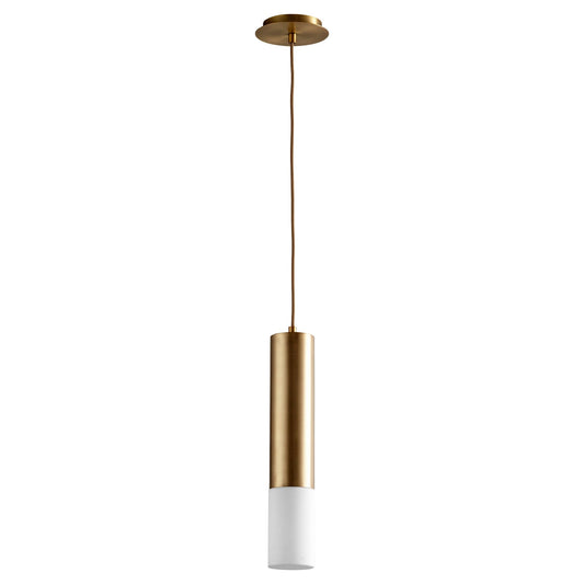 Oxygen Lighting 3-654-27 Pendant, UL Damp Rated, Aged Brass - Matte White Acrylic Diffuser