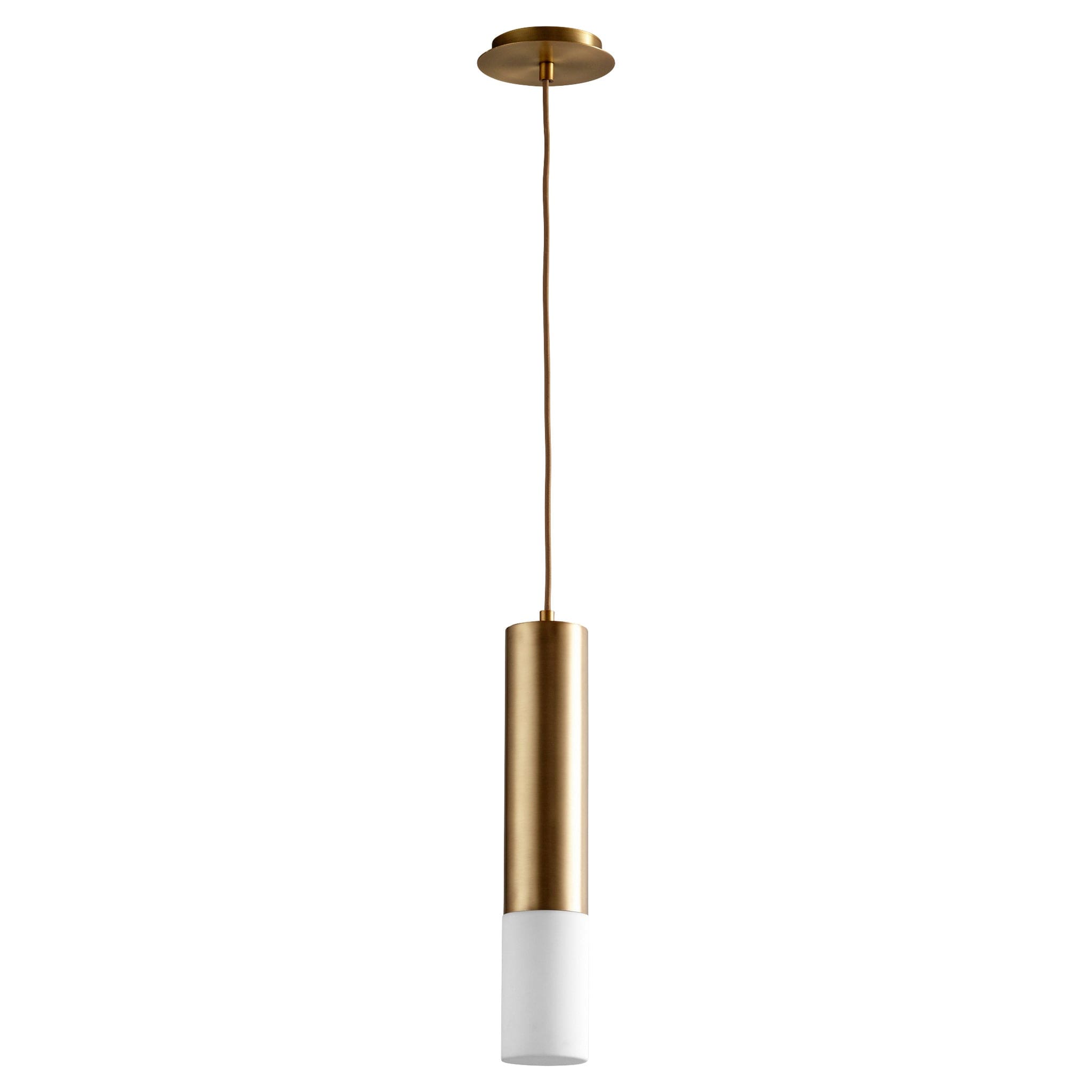 Oxygen Lighting 3-654-40 Pendant Light Fixture, UL Damp Rated, Aged Brass - Matte White Acrylic Diffuser