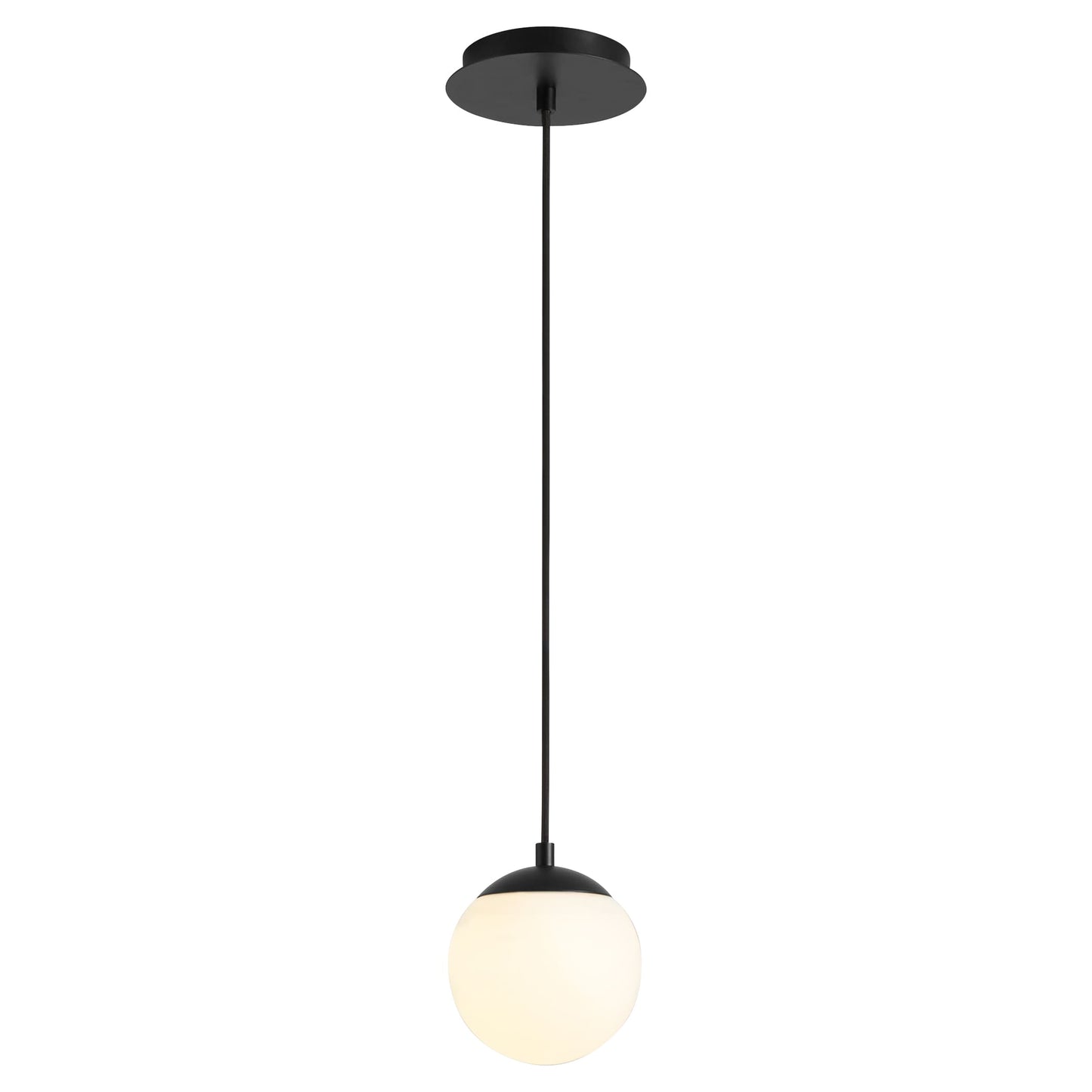 Oxygen Lighting 3-670-40 Pendant, UL Damp Rated, Black - Satin Opal Diffuser