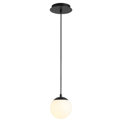 Oxygen Luna 3-670-15 Pendant Light 6 Inch, 3000K - Black, Satin Opal Glass Diffuser