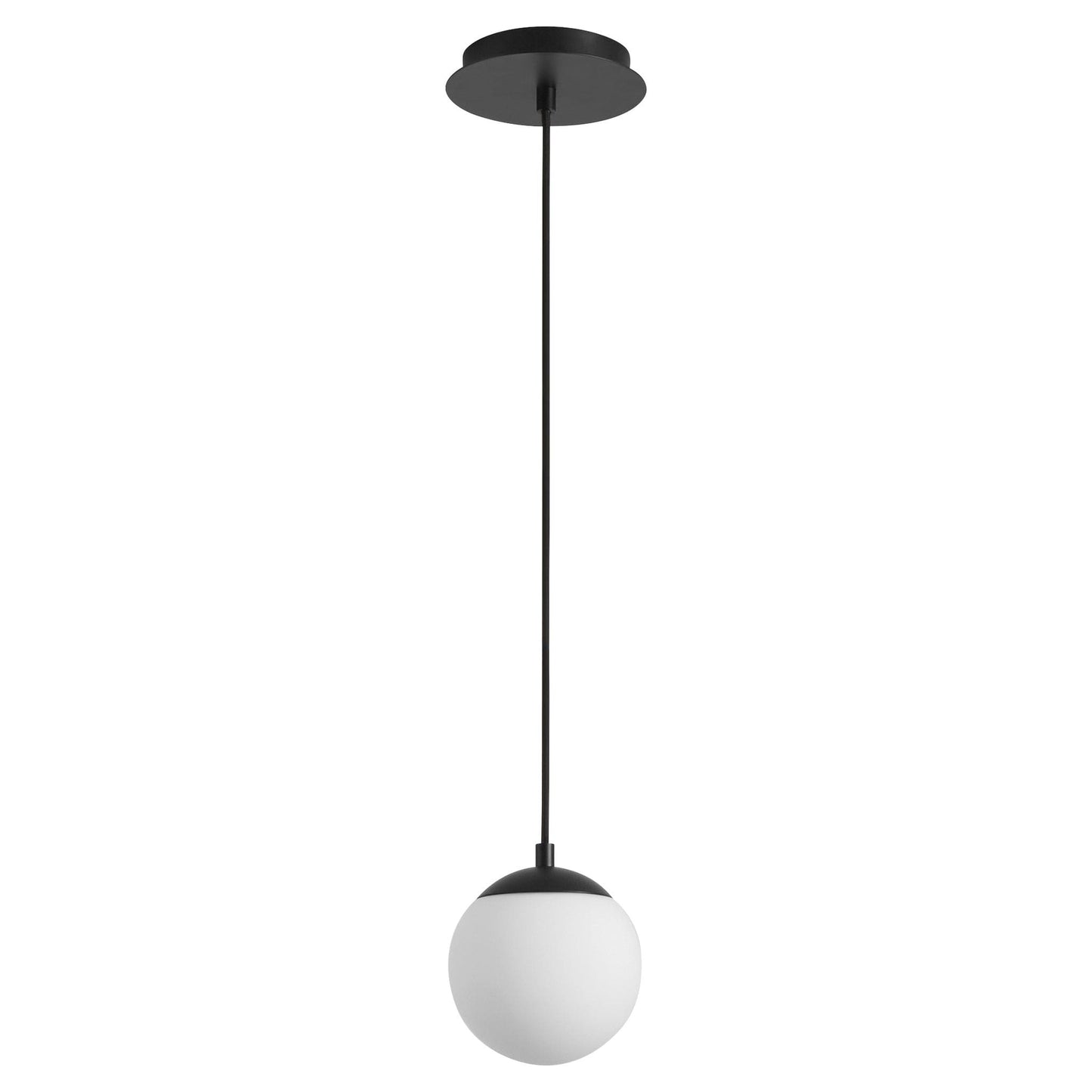 Oxygen Lighting 3-670-40 Pendant, UL Damp Rated, Black - Satin Opal Diffuser
