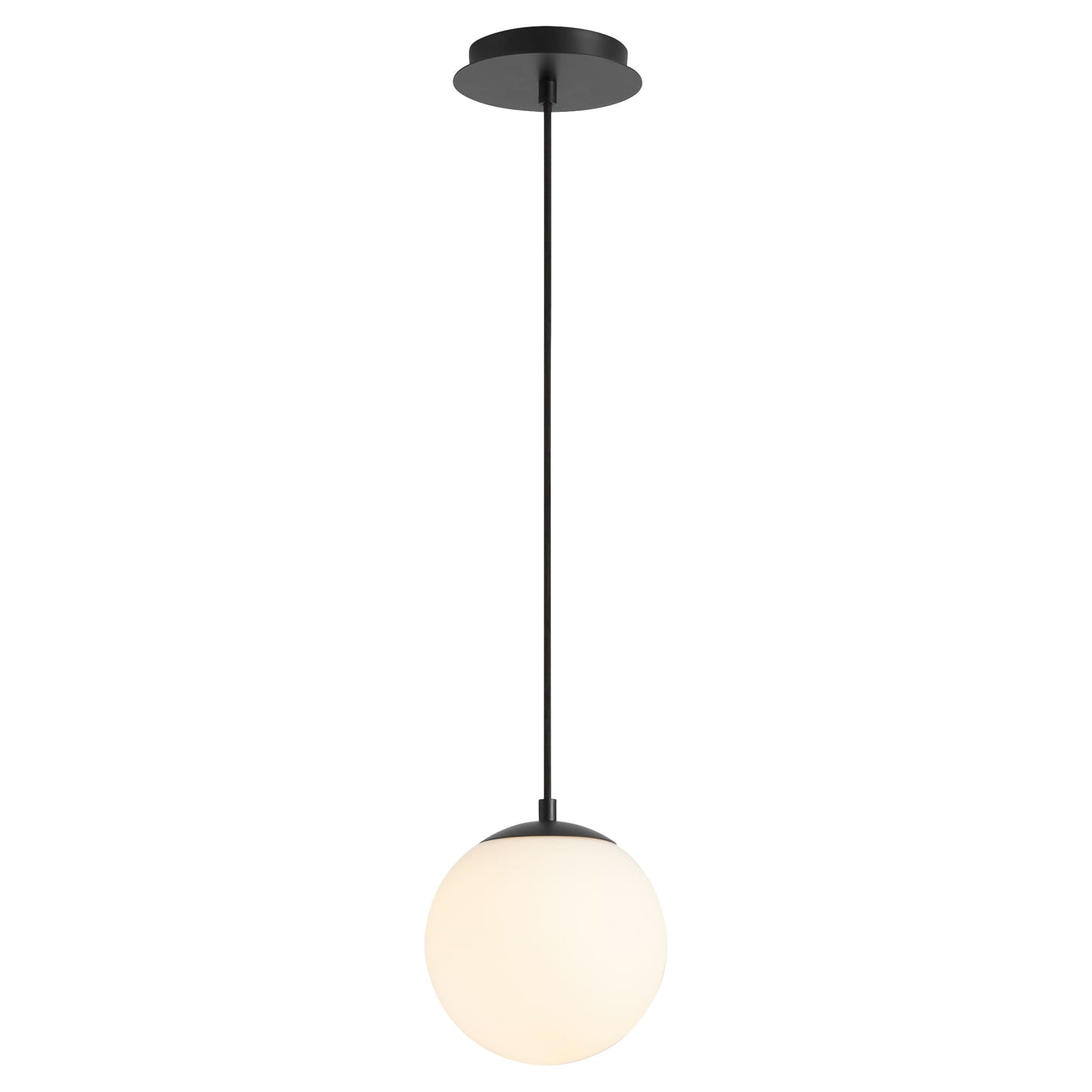 Oxygen Lighting 3-671-40 Pendant Light Fixture, UL Damp Rated, Black - Satin Opal Diffuser