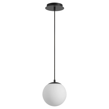Oxygen Lighting 3-671-40 Pendant Light Fixture, UL Damp Rated, Black - Satin Opal Diffuser