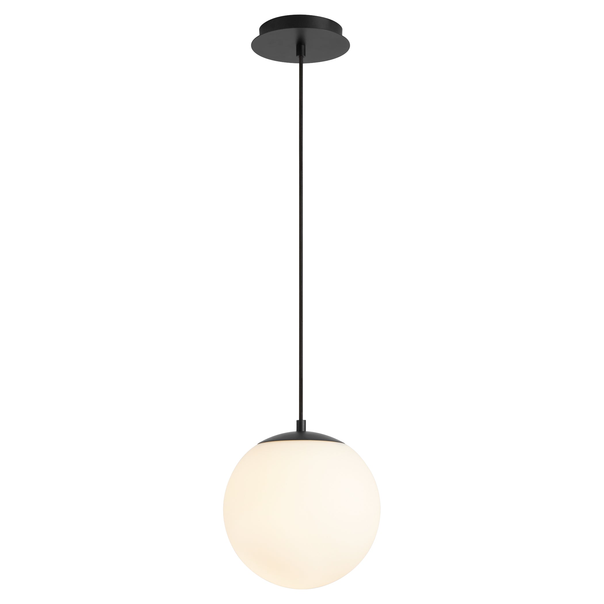 Oxygen Luna 3-672-15 Classic Glass Globe Pendant, 10 inch, 3000K - Black, Satin Opal Glass Diffuser