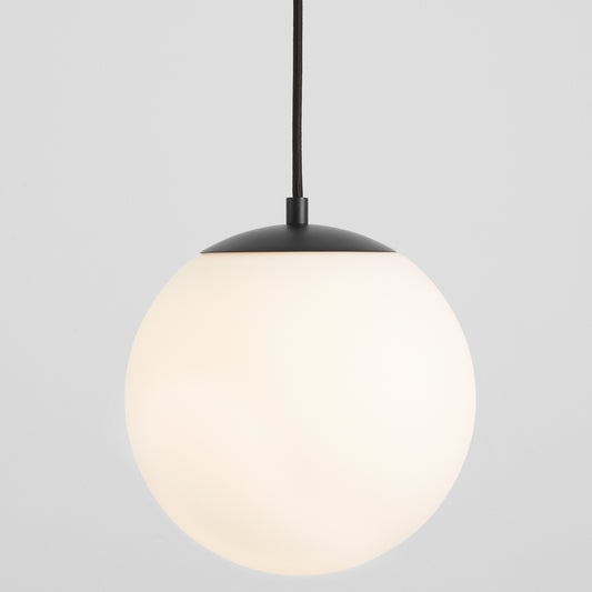 Oxygen Luna 3-672-15 Classic Glass Globe Pendant, 10 inch, 3000K - Black, Satin Opal Glass Diffuser