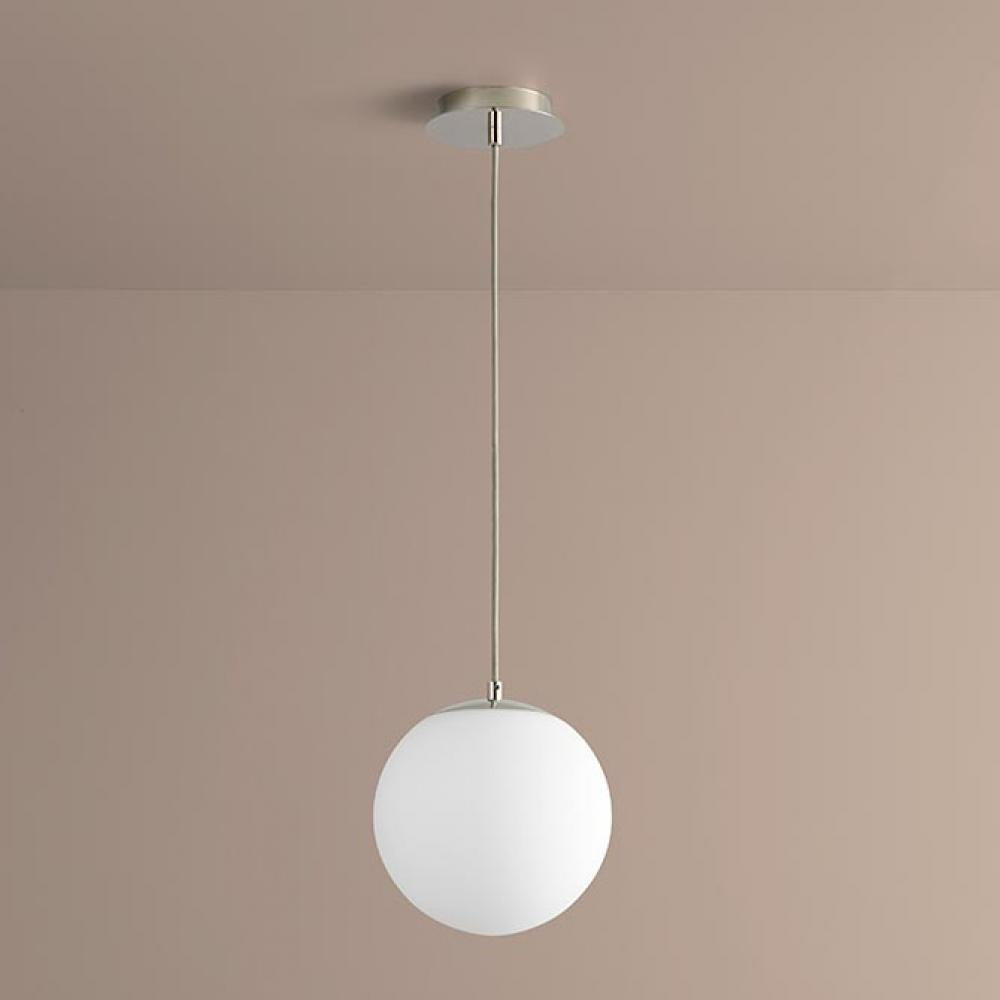 Oxygen LUNA 3-672-20 White Glass Globe Pendant Light - Polished Nickel (Open Box)