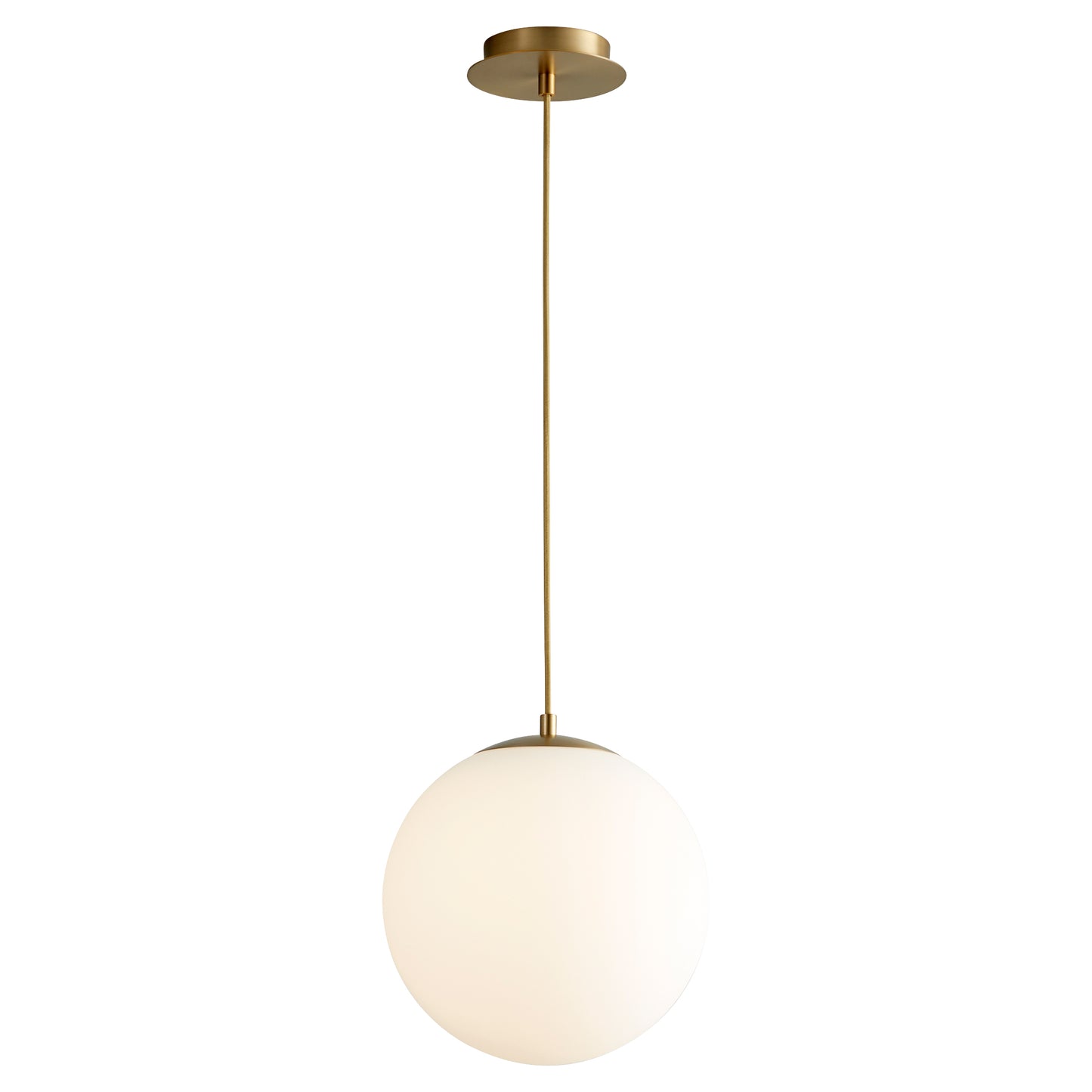 Oxygen Luna 3-673-40 Glass Globe Pendant Light - Aged Brass, White Opal Glass