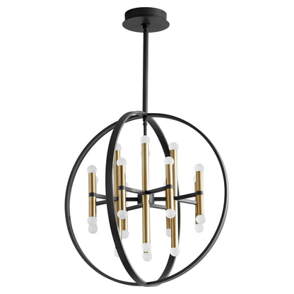 Oxygen Nero 3-684-1540 Chandeliers - Black W/ Aged Brass