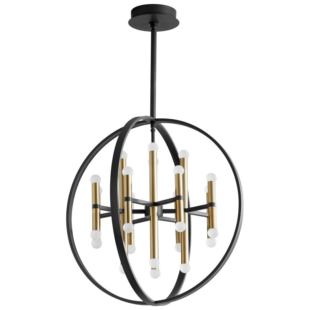 Oxygen Lighting NERO 3-684-1540 Chandelier Traditional - Black, Aged Brass (Open Box)