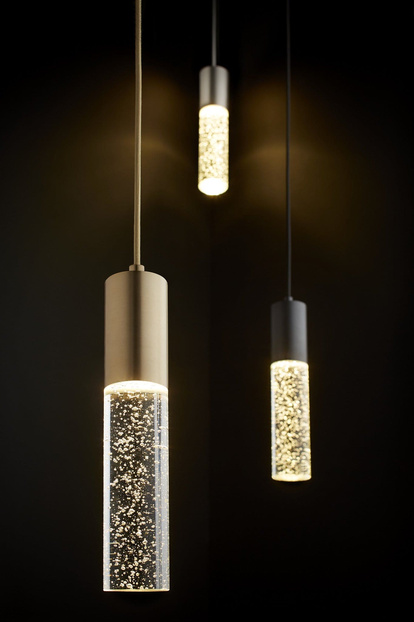 Oxygen Lighting SPIRIT 3-69-4015 LED Pendant Light 4000k - Black, Clear Bubble Glass Diffuser