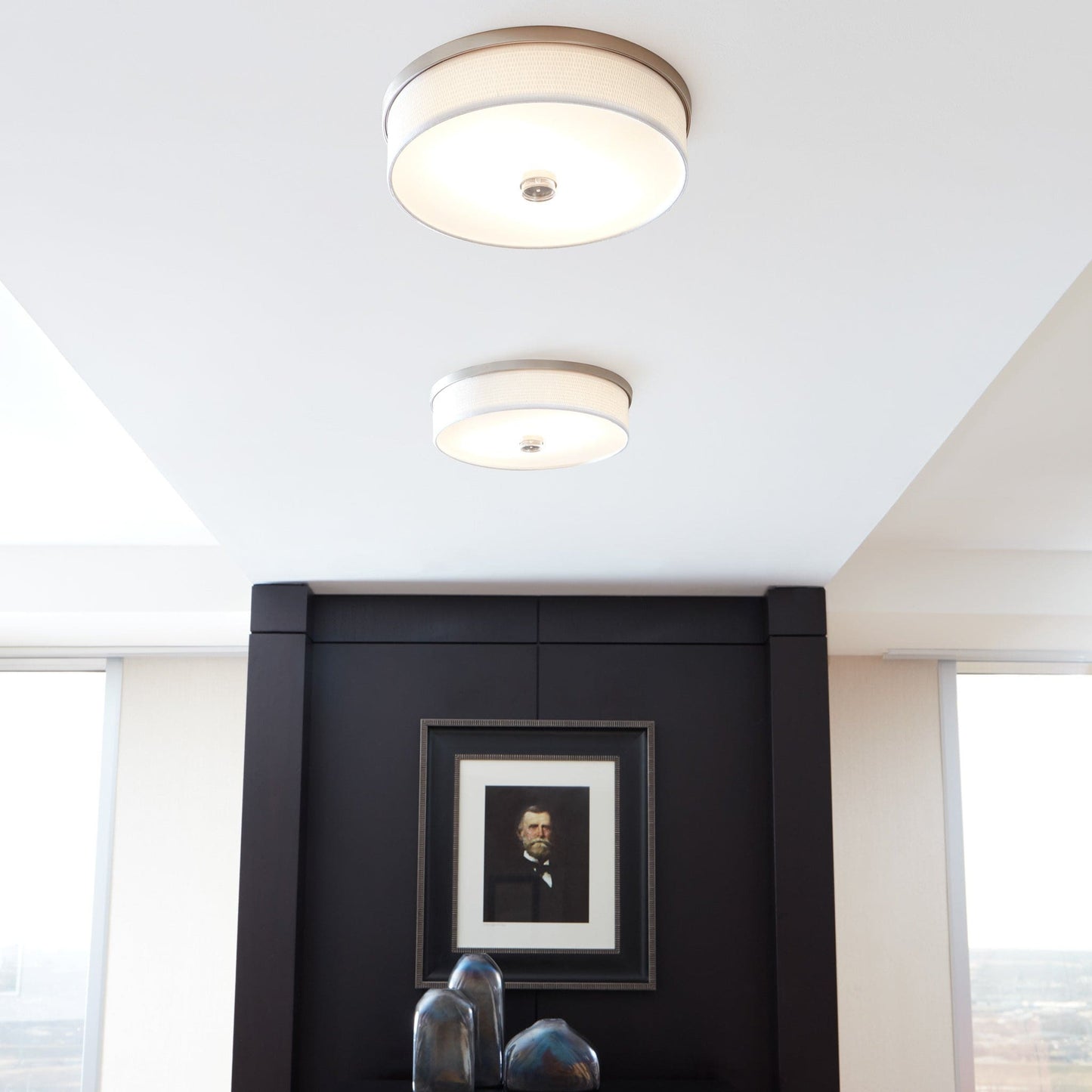 Oxygen Lighting 3-694-40 Ceiling Mount Fixture, UL Damp Rated, Satin Nickel