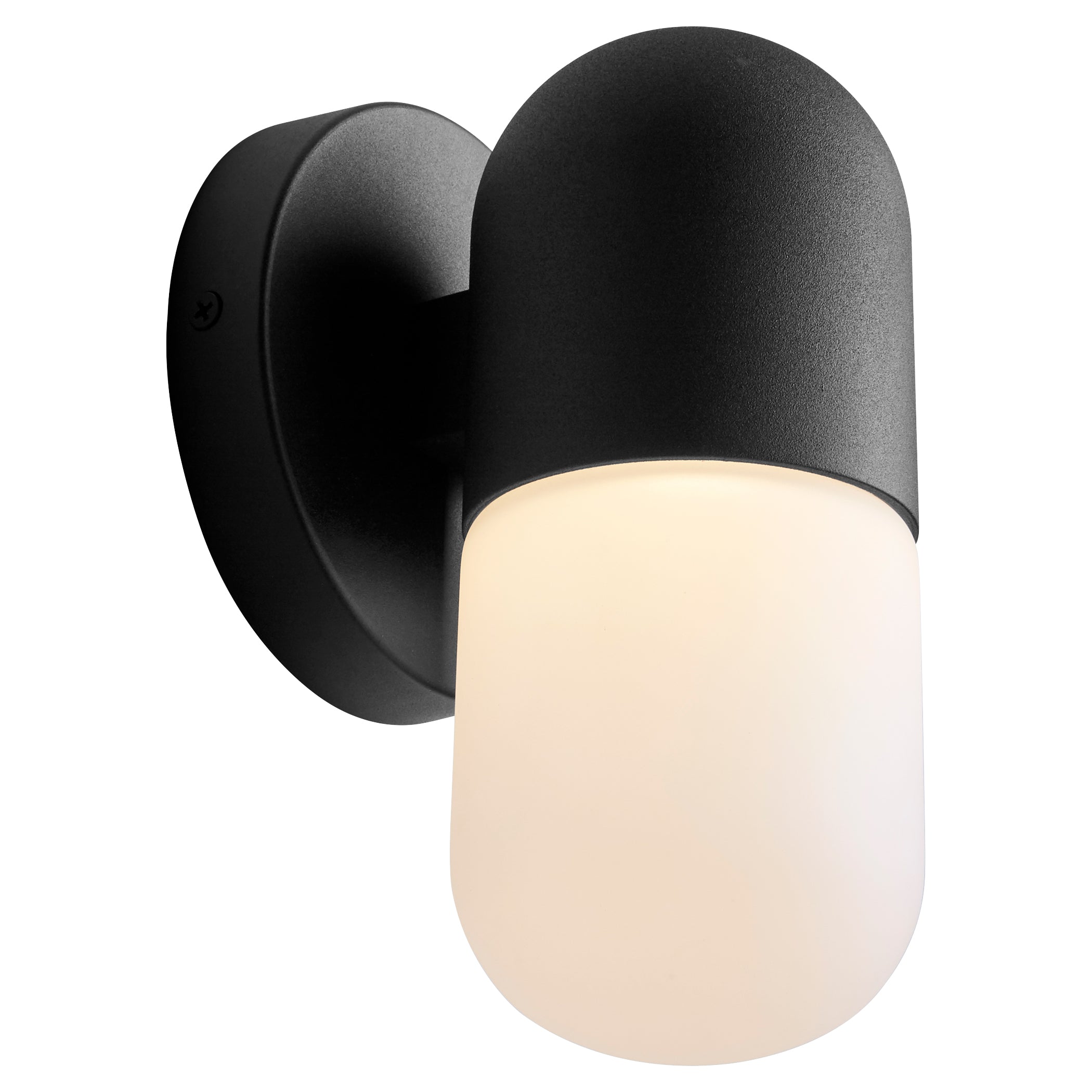 Oxygen Corpus 3-757-15 Small 8 Inch Outdoor Wall Sconce Lantern Light with White Glass Lens Modern - Black