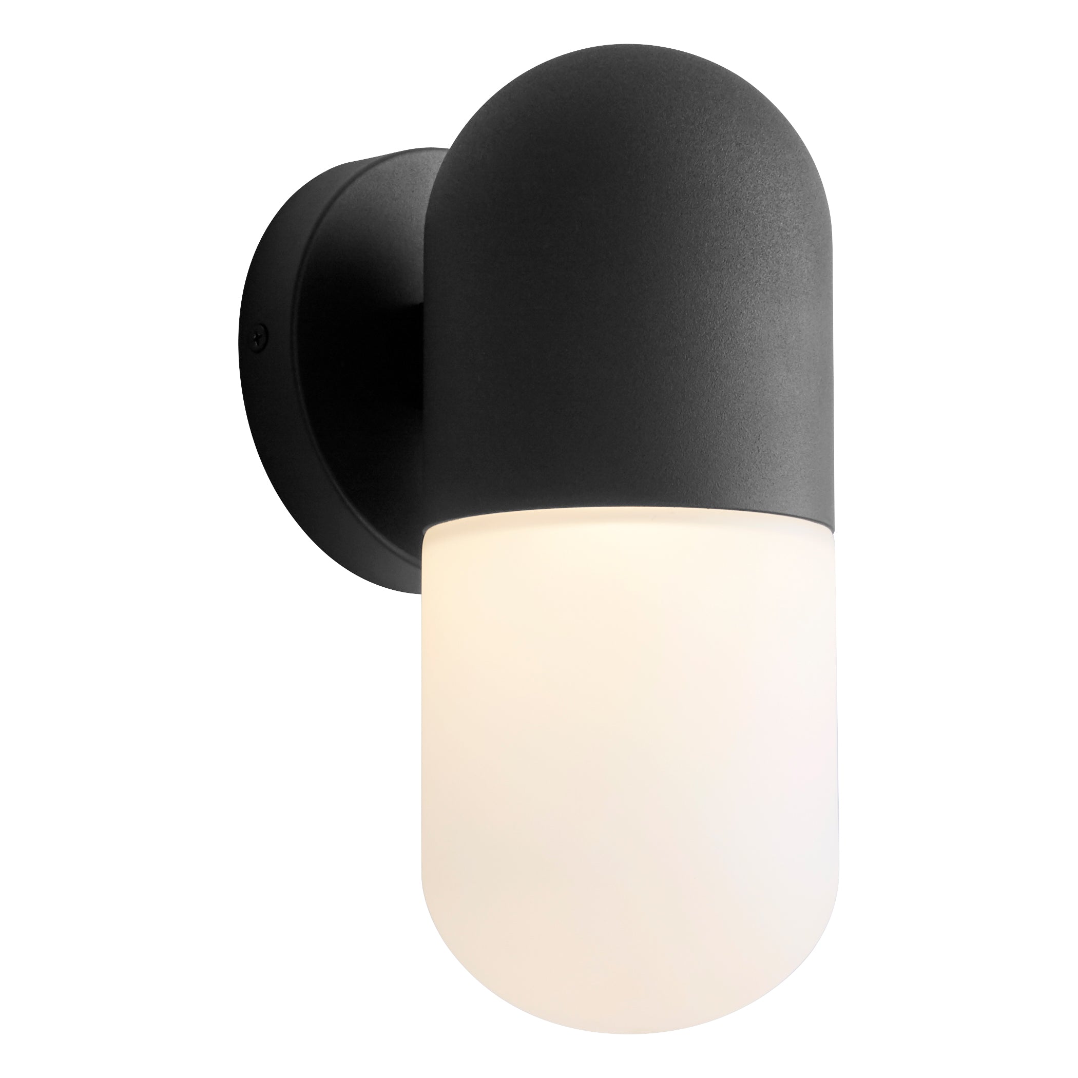 Oxygen Corpus 3-757-15 Medium 10 Inch Outdoor Wall Sconce Lantern Light with White Glass Lens Modern - Black