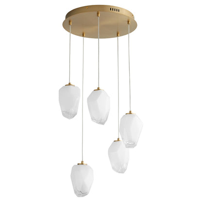 Oxygen Vivo 3-810-40 Pendant - Aged Brass, Faceted Blown Glass