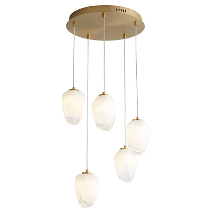 Oxygen Vivo 3-810-40 Pendant - Aged Brass, Faceted Blown Glass