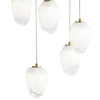 Oxygen Vivo 3-810-40 Pendant - Aged Brass, Faceted Blown Glass