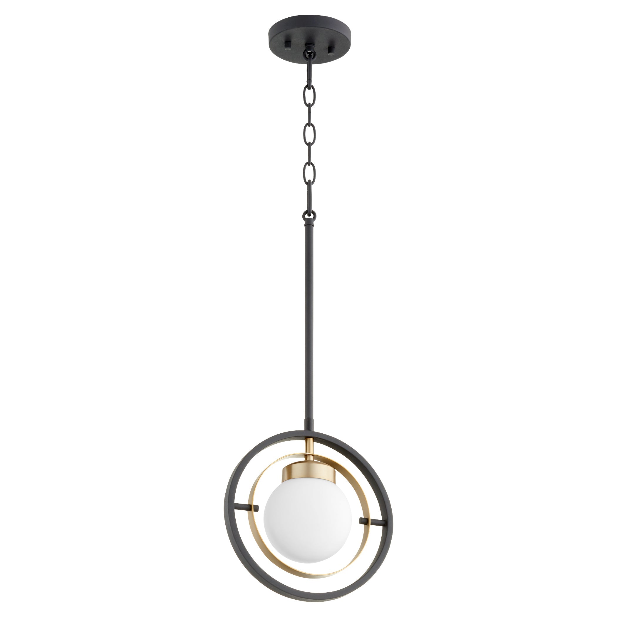 Quorum Nimbus 306-6980 Pendant - Textured Black W/ Aged Brass