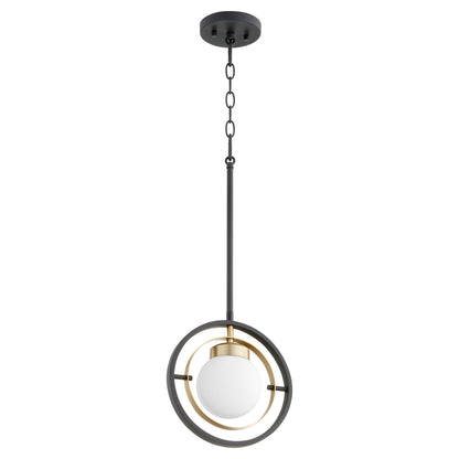 Quorum Nimbus 306-6980 Pendant - Textured Black W/ Aged Brass