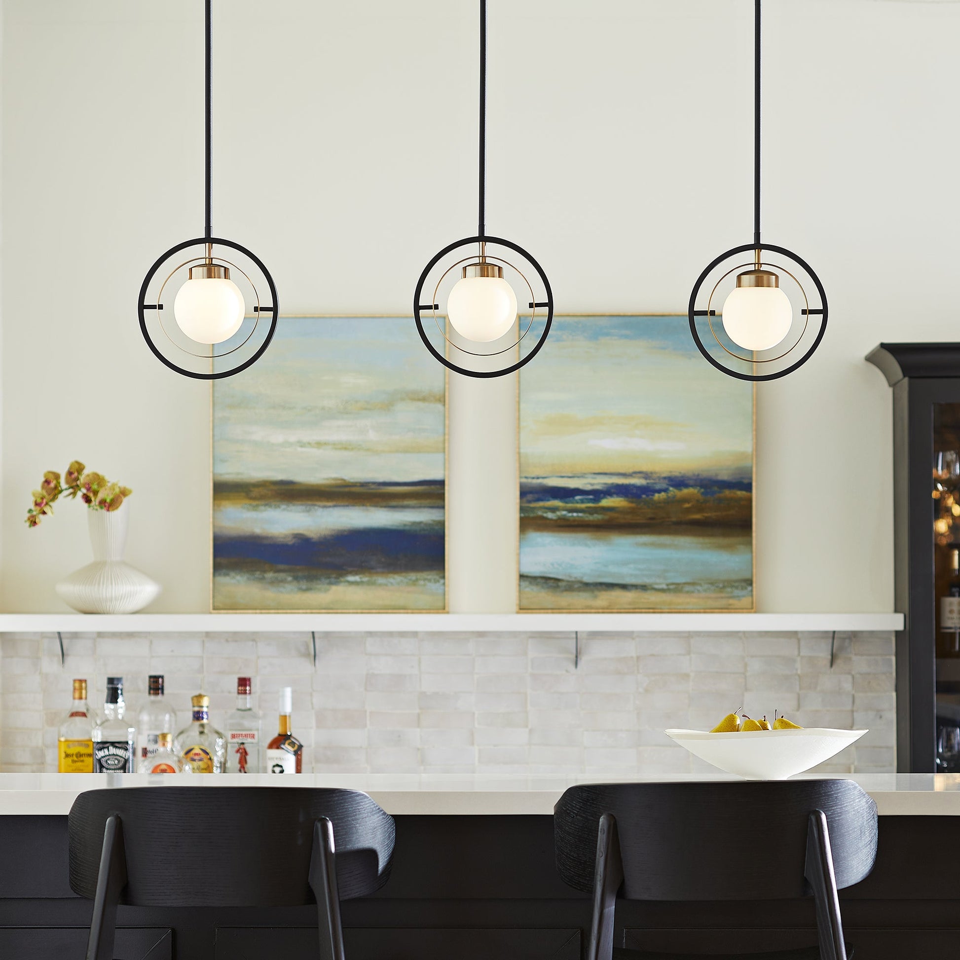 Quorum Nimbus 306-6980 Pendant - Textured Black W/ Aged Brass