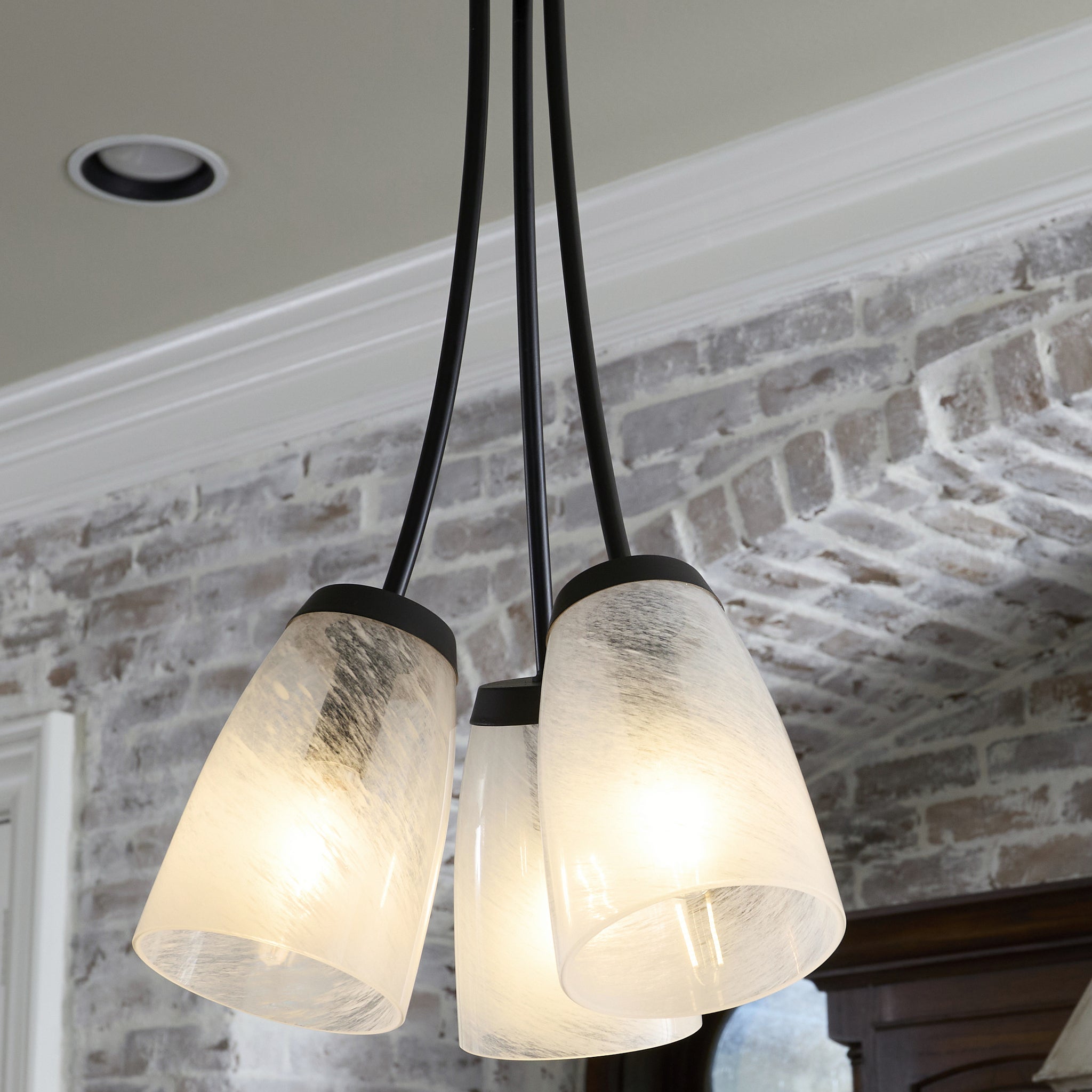 Quorum Arpeggio 3077-3-59 Pendant, UL Damp Rated, Steel, Glass