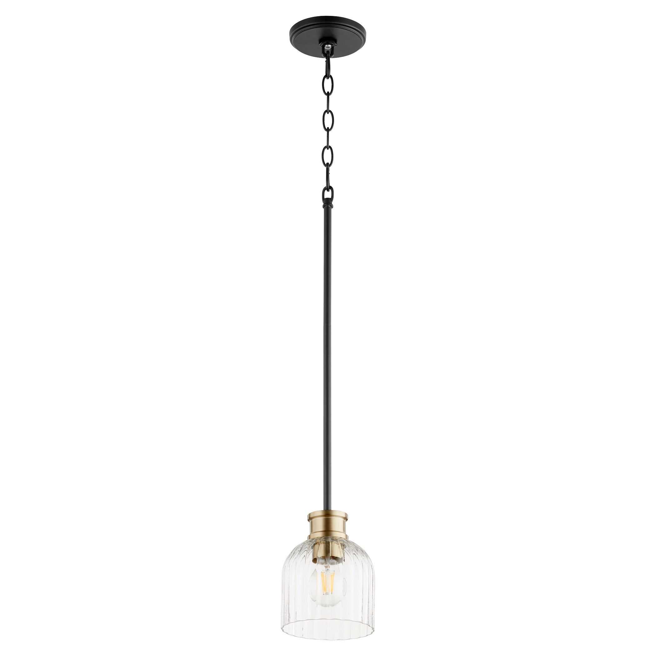 Quorum Monarch 310-6980 Pendant - Textured Black W/ Aged Brass