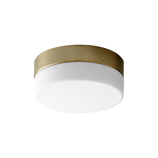 Oxygen Lighting 32-630-35, 40 Ceiling Mount, UL Damp Rated, Aged Brass - White Opal Glass Diffuser