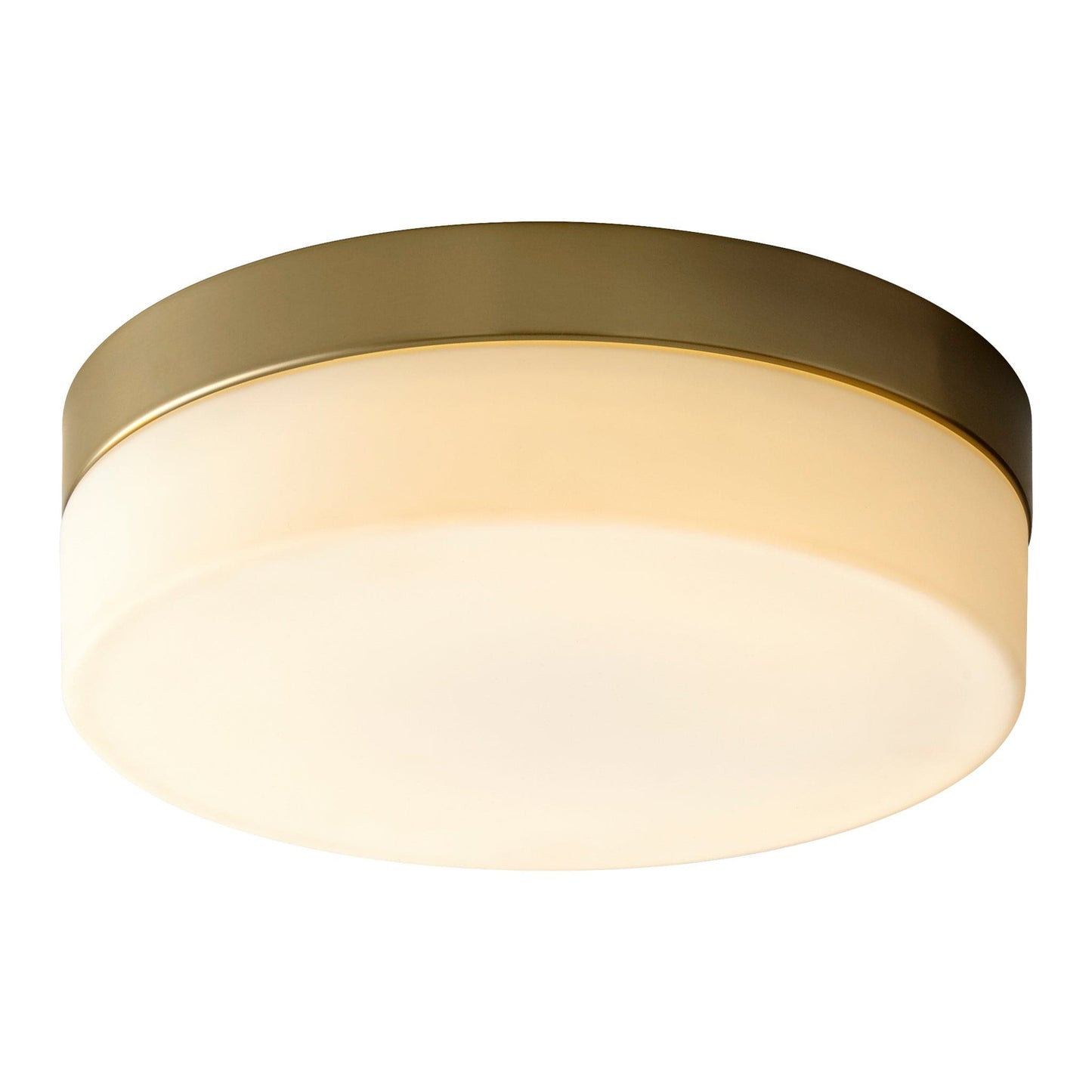 Oxygen Lighting 32-631-27 Ceiling Mount, UL Damp Rated, Aged Brass - White Opal Glass Diffuser