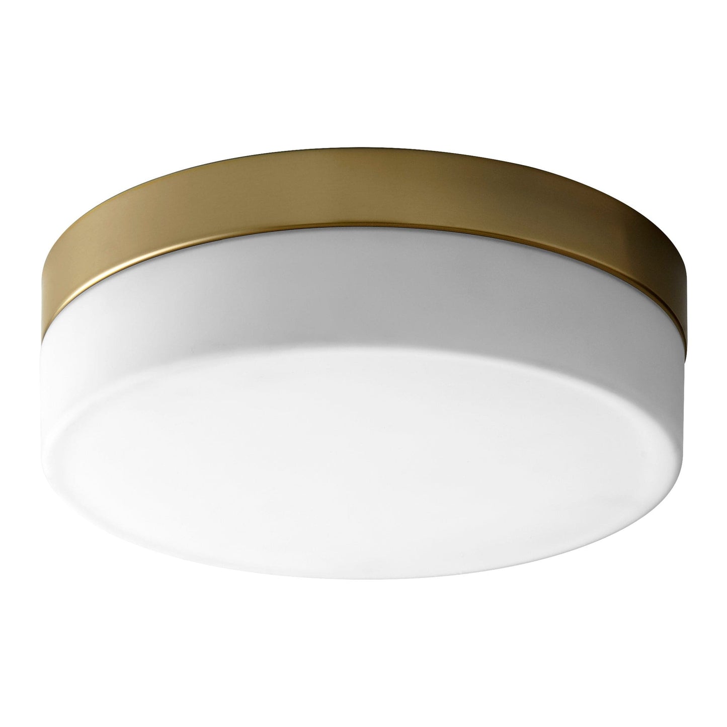 Oxygen Lighting 32-631-40 Ceiling Mount Light Fixture, UL Damp Rated, Aged Brass - White Opal Glass Diffuser