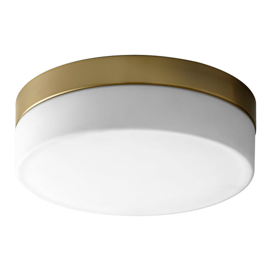 Oxygen Lighting 32-631-40 Ceiling Mount Light Fixture, UL Damp Rated, Aged Brass - White Opal Glass Diffuser