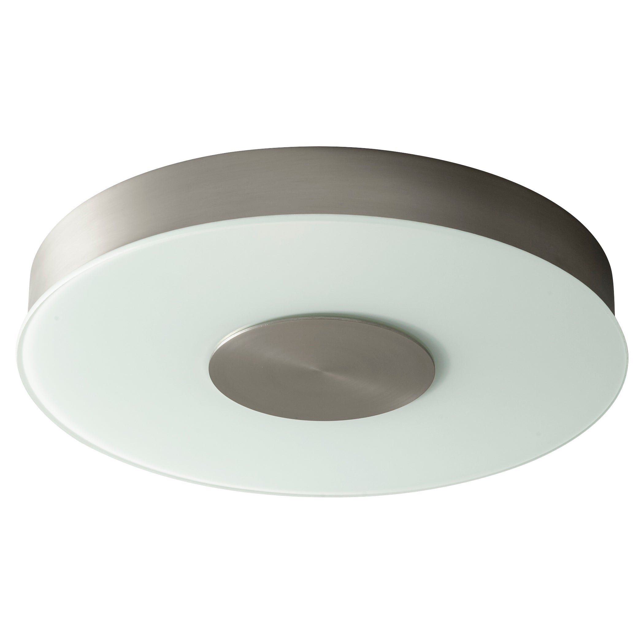 Oxygen Lighting 32-664-40 Ceiling Mount Light Fixture, UL Damp Rated, Satin Nickel - Frosted Glass Diffuser