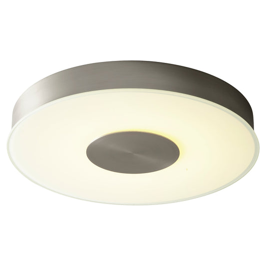 Oxygen Lighting 32-664-40 Ceiling Mount Light Fixture, UL Damp Rated, Satin Nickel - Frosted Glass Diffuser