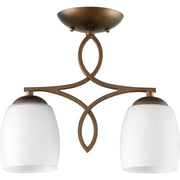 Quorum Willingham 3212-2-186 Ceiling Mount - Oiled Bronze W/ Satin Opal