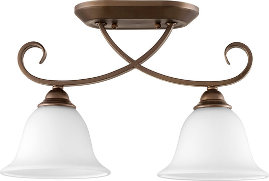 Quorum Celesta 3253-2-186 Ceiling Mount - Oiled Bronze W/ Satin Opal