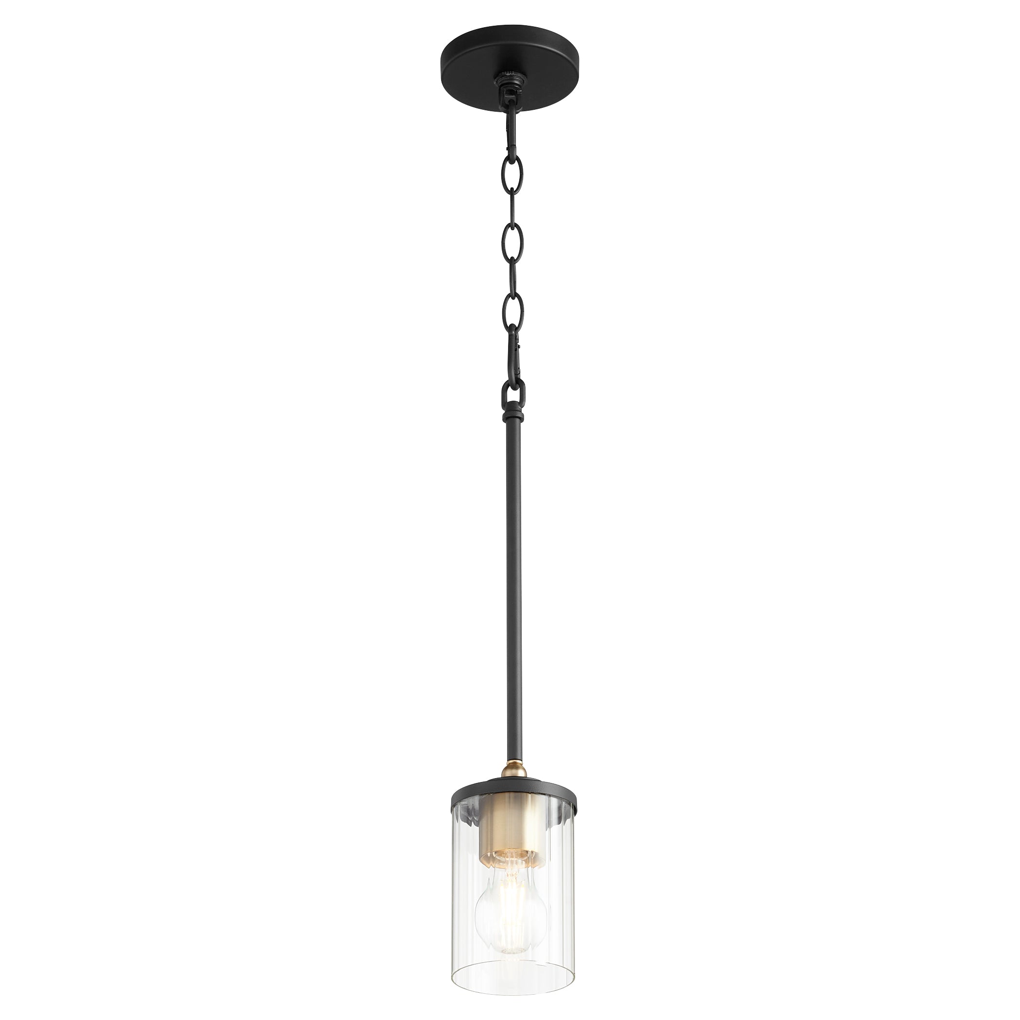 Quorum Empire 329-6980 Pendant - Textured Black W/ Aged Brass