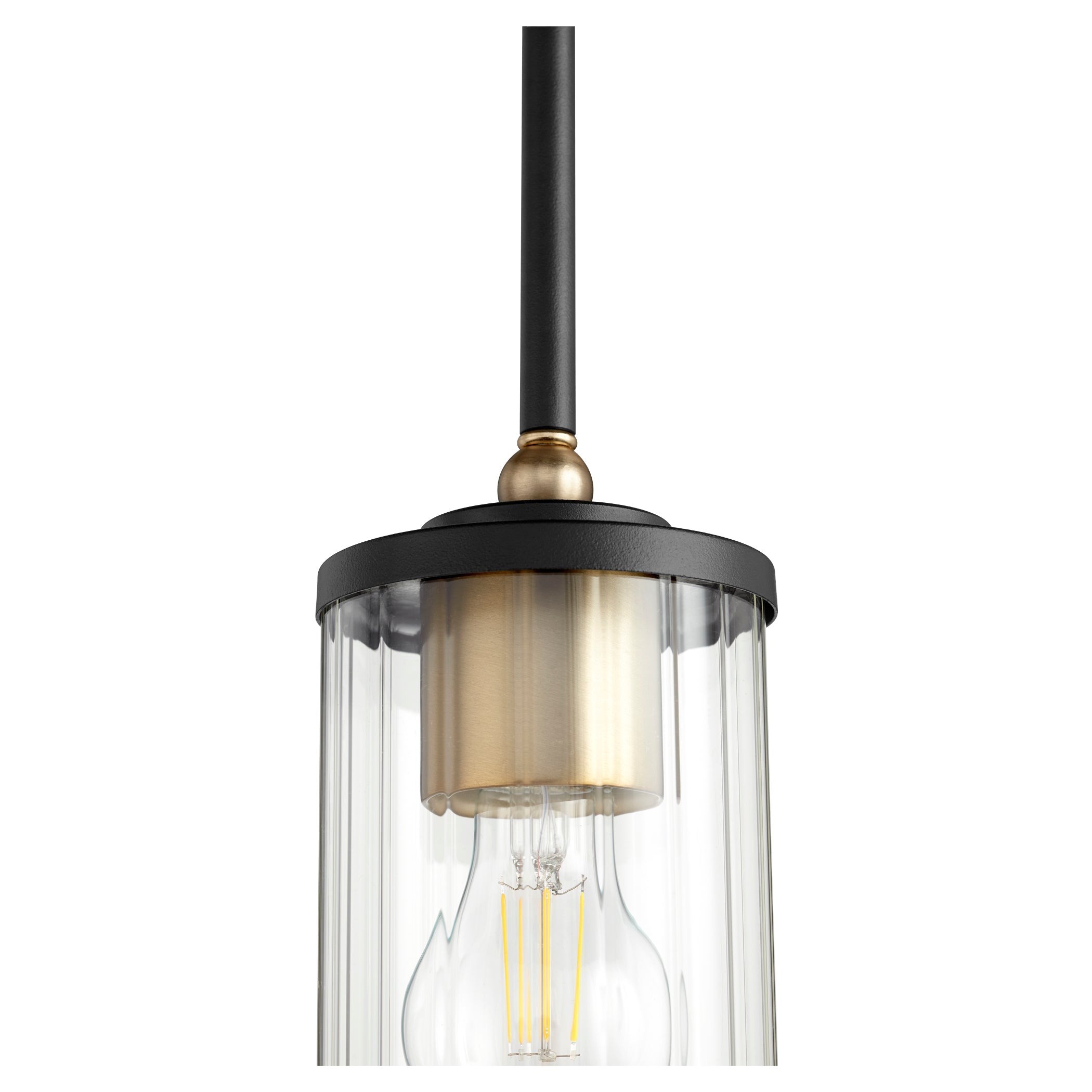 Quorum Empire 329-6980 Pendant - Textured Black W/ Aged Brass