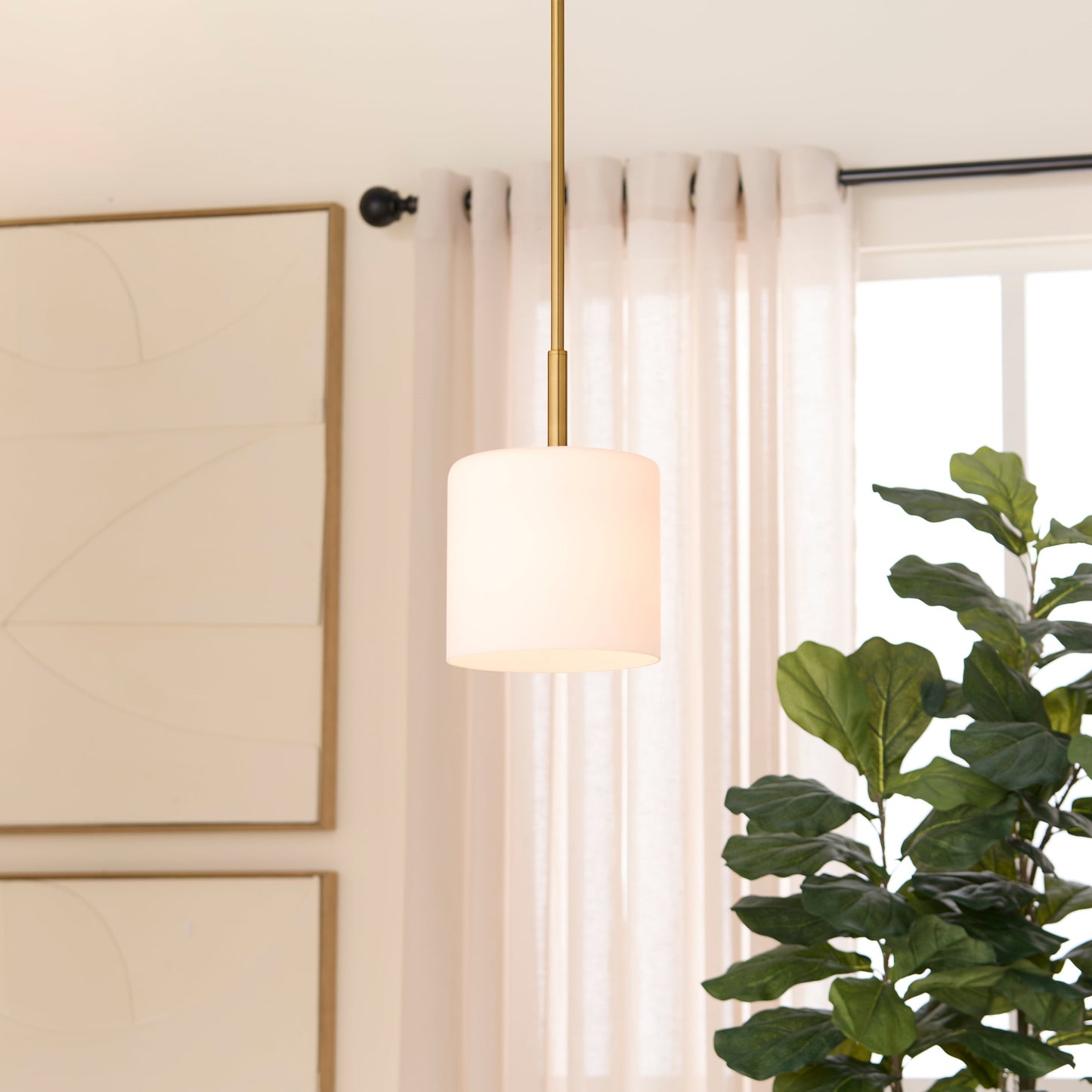 Quorum 3307-47 Pendant Light Fixture, UL Damp Rated, Brushed Brass