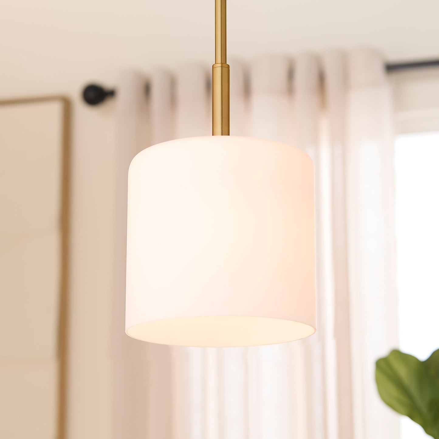Quorum 3307-47 Pendant Light Fixture, UL Damp Rated, Brushed Brass