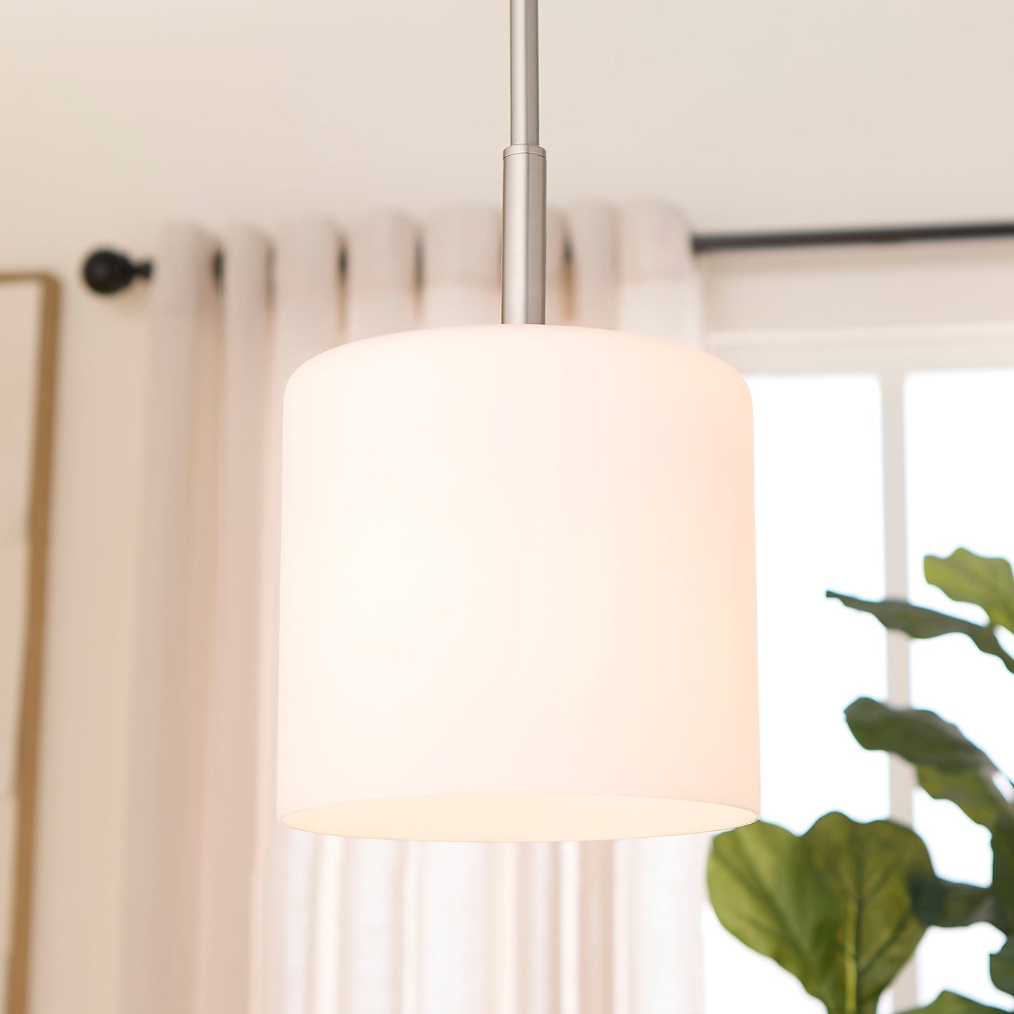 Quorum Rutherford 3307-65 Pendant, UL Damp Rated, Satin Nickel