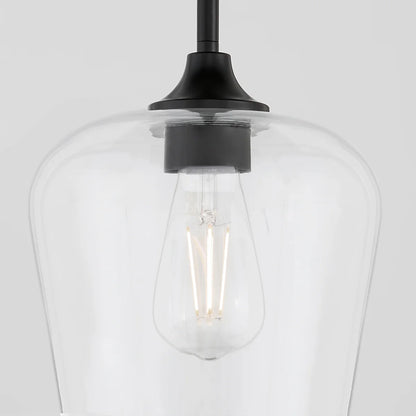 Quorum International RAYMOND 3313-59 Pendant 1 Light with Clear Glass Shade Transitional - Matte Black